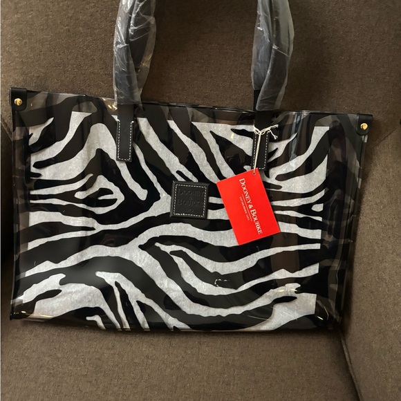 Dooney & Bourke Black Zebra Print Tote Bag large clear - Picture 9 of 9